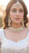 Mint and Pink Kundan Drops Necklace Set detail, Cunei India