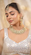 Mint Pink and White Floral Kundan Meenakari Drops Necklace Set, Cunei India