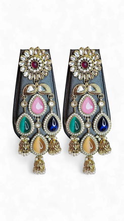 Multi-Color Kundan Cascading Dangling Earrings for women, Cunei India