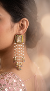 Multi-Color Pearl Cascading Hanging Earrings side view, Cunei India