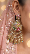 Multi-Color Kundan Ethnic Hanging Earrings detail, Cunei India