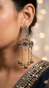 Multi Colour Crystal Ganesha Elephant Dangling Earrings product photo, Cunei India