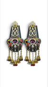 Multi Colour Crystal Ganesha Elephant Dangling Earrings detail, Cunei India
