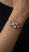 Multicoloured Mirror Work Cuff Bracelet for Women - Party & Wedding Wear - view 3