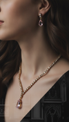 Light Pink & Gold Necklace Earrings Set for Women - Party & Wedding Wear