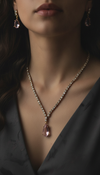 Light Pink & Gold Necklace Earrings Set for Women - Party & Wedding Wear