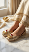 White Mirror Work Jutti for Women
