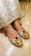 White Mirror Work Jutti for Women