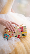 Light Yellow Patchwork Chain Strap Clutch Bag