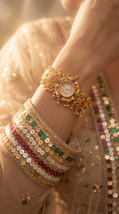 Heritage Ranisa Beaded Strap Pink Green Rajwadi Watch for Women