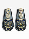 Navy Blue Floral Diamond Dangling Earrings product photo, Cunei India