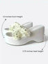 Off White Floral Frill Wedge Heels - cunei