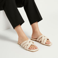 White Crossed Pallid Flats for Women - Daily & Office Wear - Image 2 - Cunei India