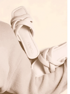 Womens Pallid White Crossed Flats - Off White Flats
