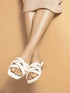 Womens Pallid White Crossed Flats - Off White Flats