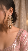 Peach and Gold Pearl Jhumka Earrings product photo, Cunei India