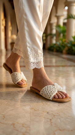 Pearl Embellished Flats for Women - Casual and Festive Wear - view 4