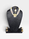 Pink and White Three Piece Floral Kundan Enamel Necklace Set - view 4