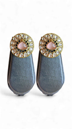 Pink and Clear Polki Round Finger Ring for women, Cunei India