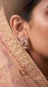 Pink and Gold Cz Oval Stud Earrings detail, Cunei India