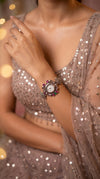 Pink and Green Crystal Ethnic Wrist Watch detail, Cunei India