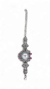 Pink and Green Crystal Ethnic Wrist Watch for women, Cunei India