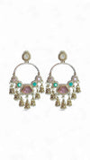 Pink and Green Pearl Hoop Hanging Earrings for women, Cunei India