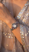 Pink and Green Crystal Peacock Wrist Watch product photo, Cunei India