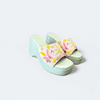 Pistachio Green Hand Embroidered Wedges - cunei