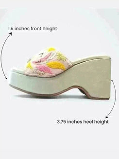 Pistachio Green Hand Embroidered Wedges - cunei