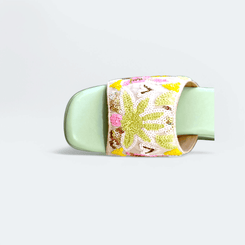 Pistachio Green Hand Embroidered Wedges - cunei