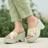 Pistachio Green Hand Embroidered Wedges - cunei