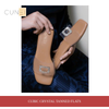 Cubic Crystal Tanned Flat Sandals
