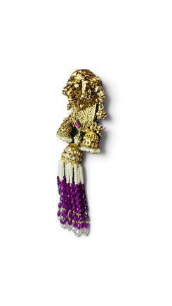 Purple Royal Lion Jhumka Dangling Earrings detail, Cunei India