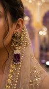 Purple Royal Lion Jhumka Dangling Earrings lifestyle, Cunei India