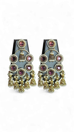 Purple and White Cz Cascading Hanging Earrings for women, Cunei India