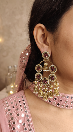 Purple and White Cz Cascading Hanging Earrings product photo, Cunei India