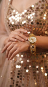 Red Green Black Pearl Ethnic Bracelet Watch detail, Cunei India