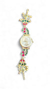 Imperial Red and Green Coin Dial Pearl Enamel Watch, side view, Cunei India