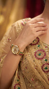 Imperial Red and Green Coin Dial Pearl Enamel Watch, product photo, Cunei India