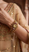 Red and Green Enamel Ethnic Bracelet Watch detail, Cunei India