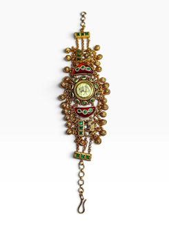 Red and Green Enamel Ethnic Bracelet Watch for Women - view 2