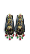 Red green geometric earrings detail, Cunei India
