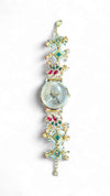 Imperial Red and Green Peacock Motif Pearl Enamel Open-Work Watch, side view, Cunei India