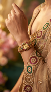 Red Green and Pink Cz Floral Wrist Watch side view, Cunei India