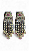 Red Green and White Cz Cascading Hanging Earrings for women, Cunei India
