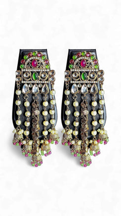 Red Green and White Cz Cascading Hanging Earrings for women, Cunei India