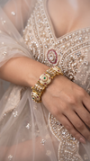 Red Green and White Meenakari Kundan Studded Bands Ethnic Kada Bangles product photo, Cunei India
