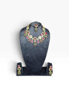 Red Green and White Multi Stone Heritage Cluster Drops Kundan Necklace Set product photo, Cunei India