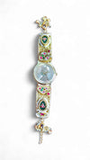 Imperial Red, Green and White Coin Dial Pearl Open-Work Watch, side view, Cunei India